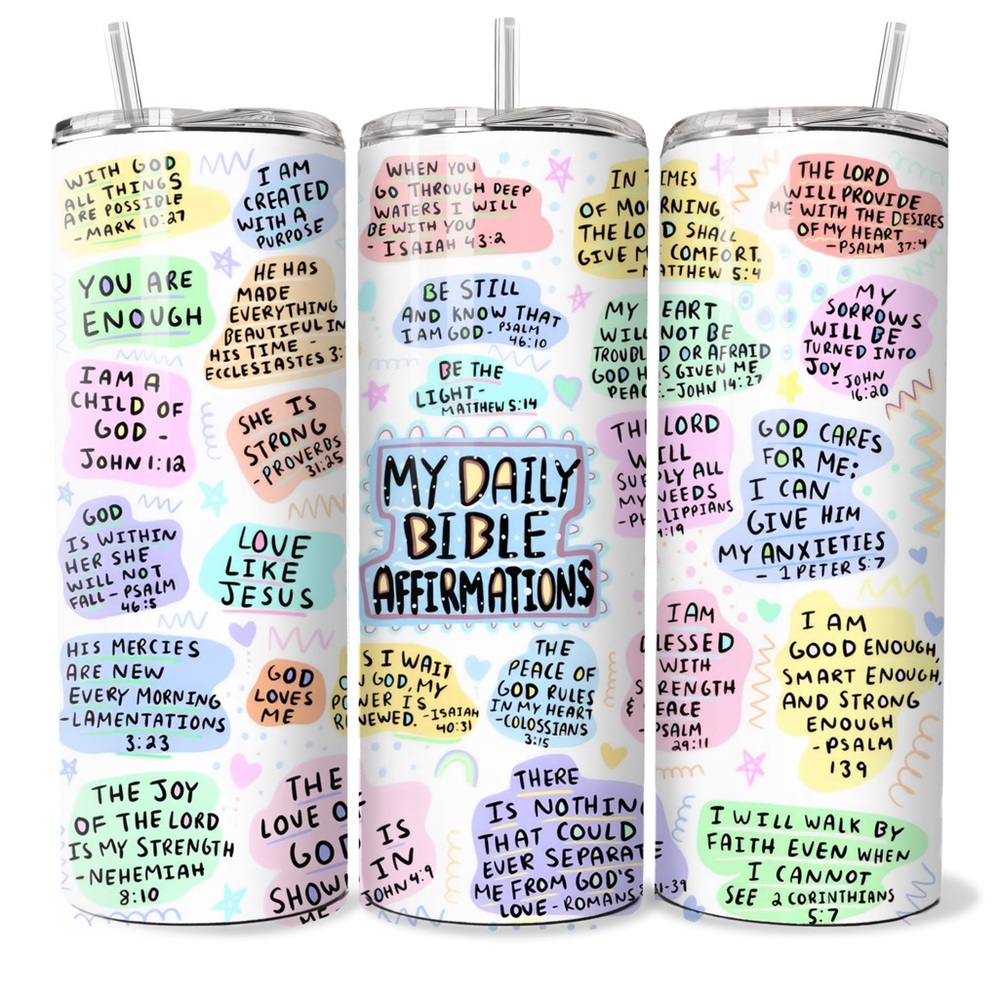 20oz Tumbler Daily Affirmations with Straw